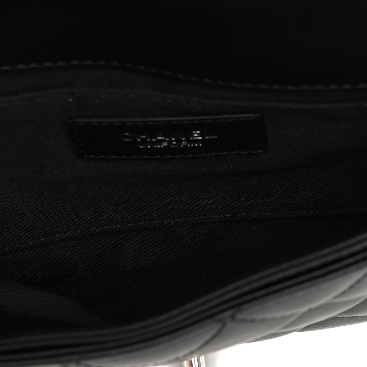 Calfskin Quilted CC Uniform Flap Belt Bag Black