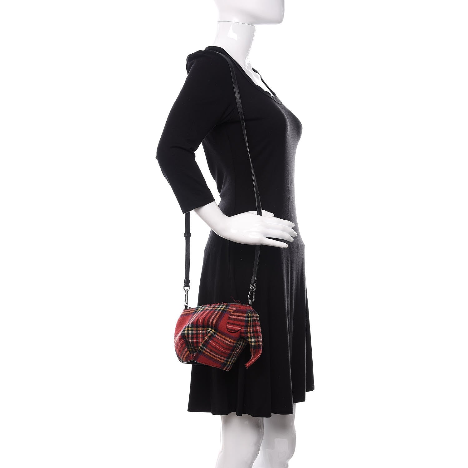 Loewe Wool Calfskin Mini Elephant Crossbody Bag Red Tartan 2 of 11
