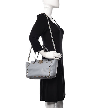 Valentino Garavani Vitello Small Rockstud Tote Grey 2 of 19