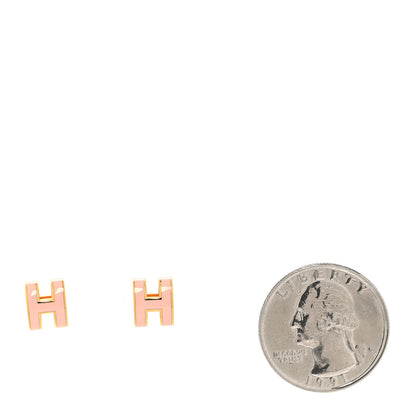 Hermes Gold Lacquered Mini Pop H Earrings Rose Sakura 2 of 5