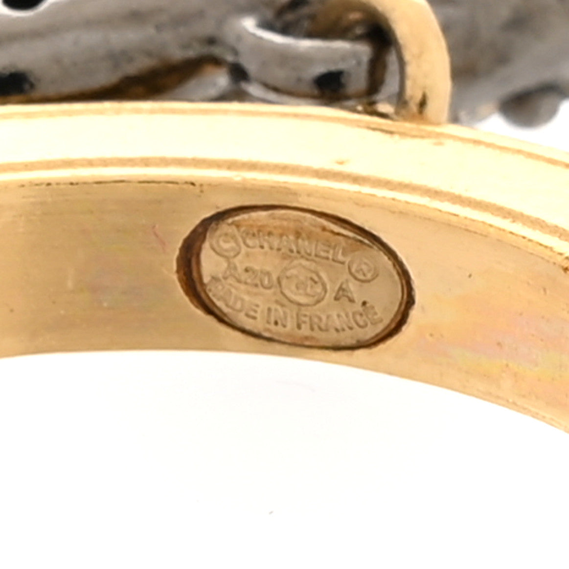 Chanel Crystal Lock Symbols CC Hoop Drop Earrings Gold Ruthenium 4 of 5