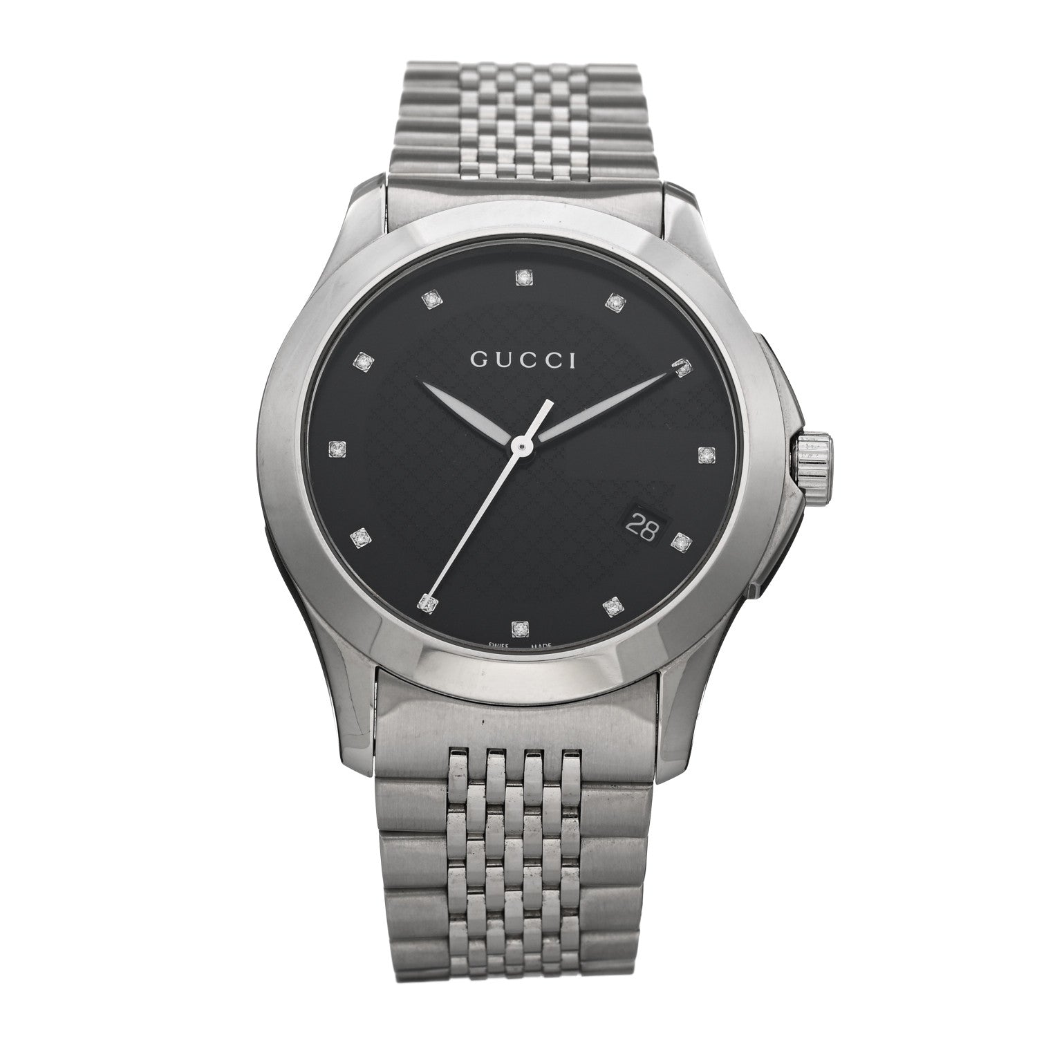 Gucci Stainless Steel Diamond 38mm G-Timeless Quartz Watch Black 1 of 4