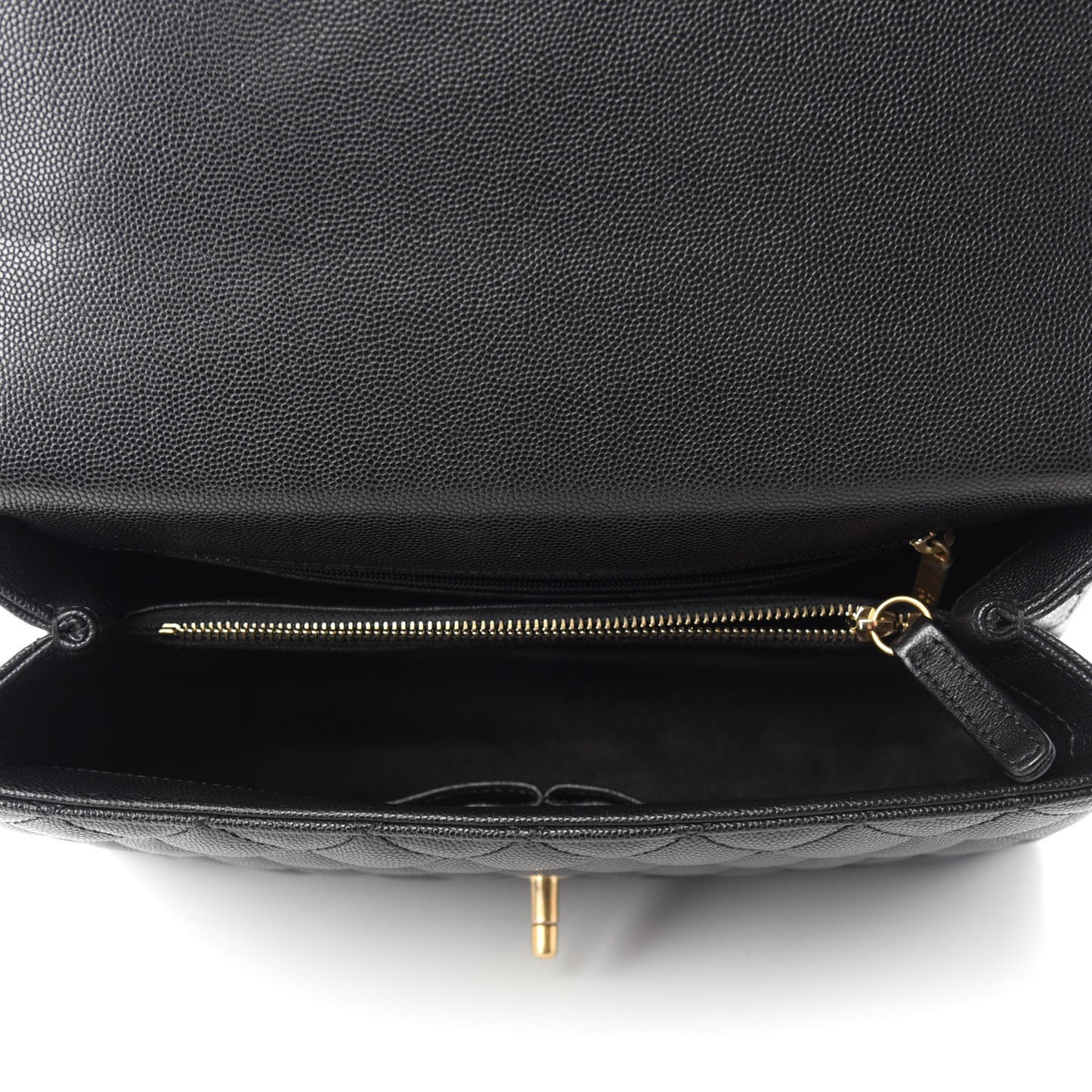Caviar Lizard Quilted Small Coco Handle Flap Black