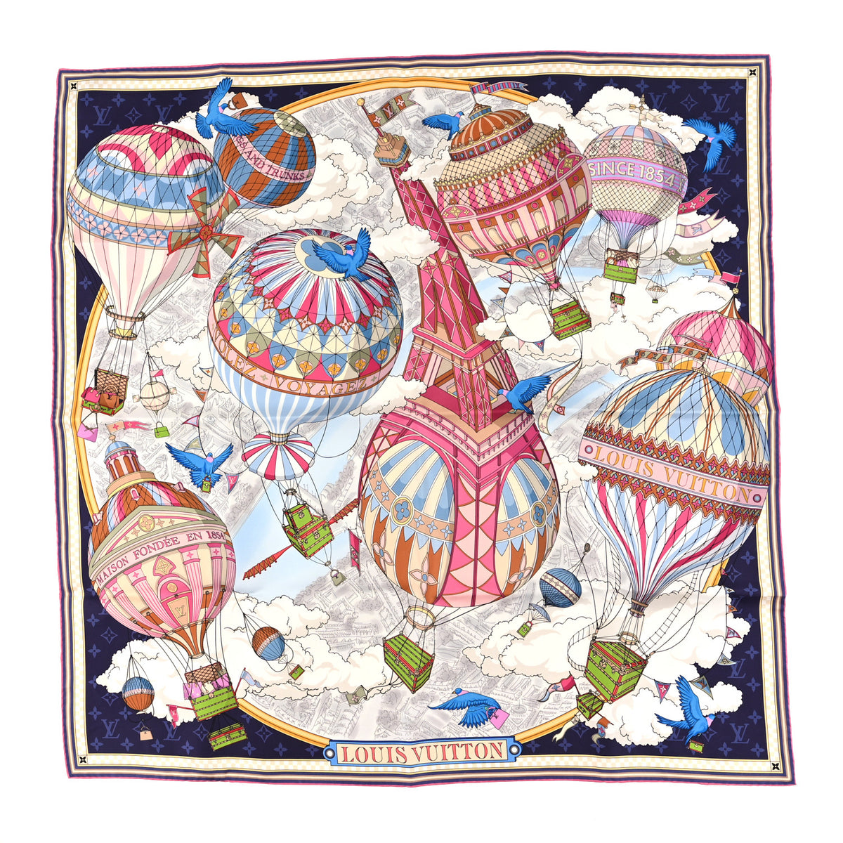Silk From The Cloud Square 90 Scarf Navy