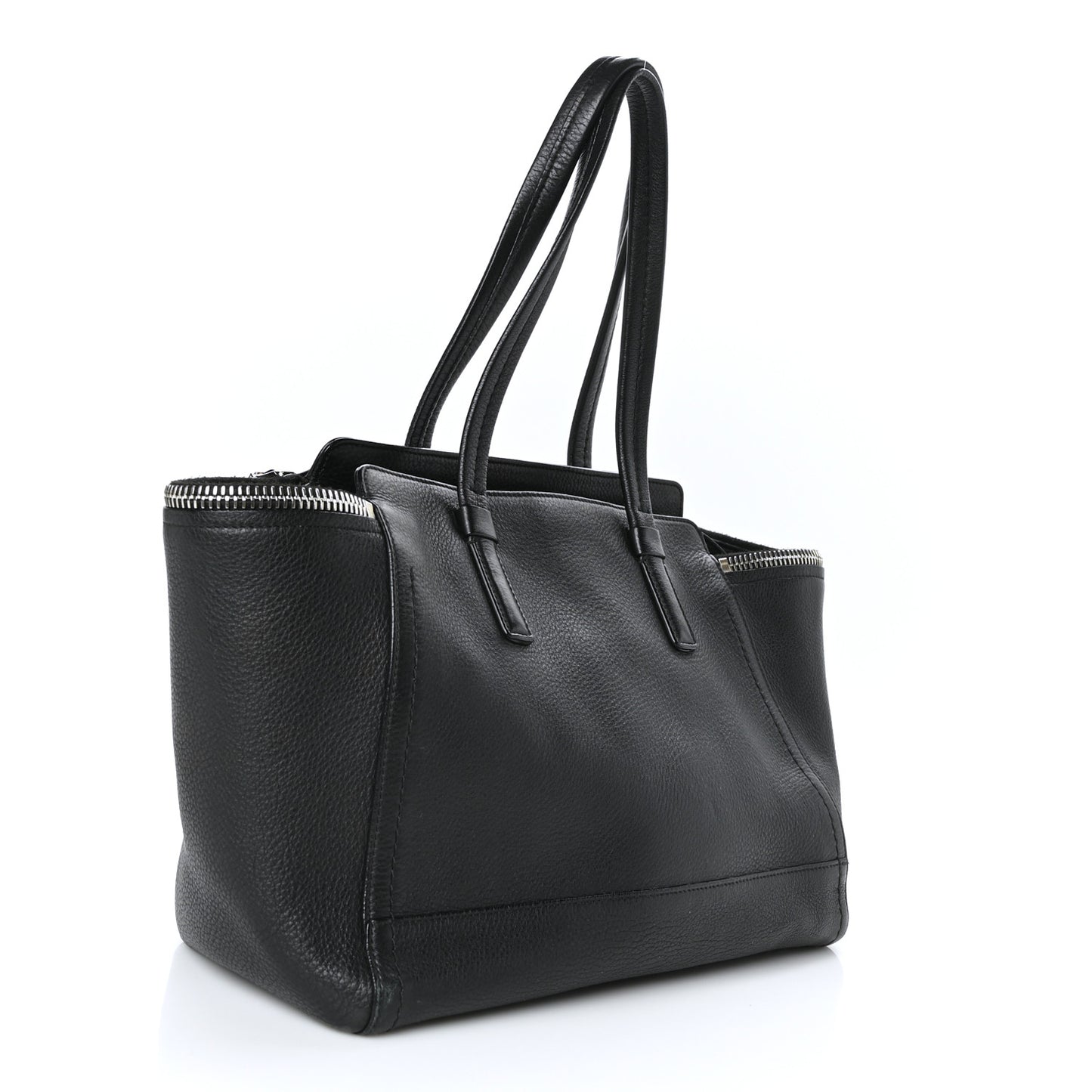 Calfskin Medium Verve Double Zip Tote Black