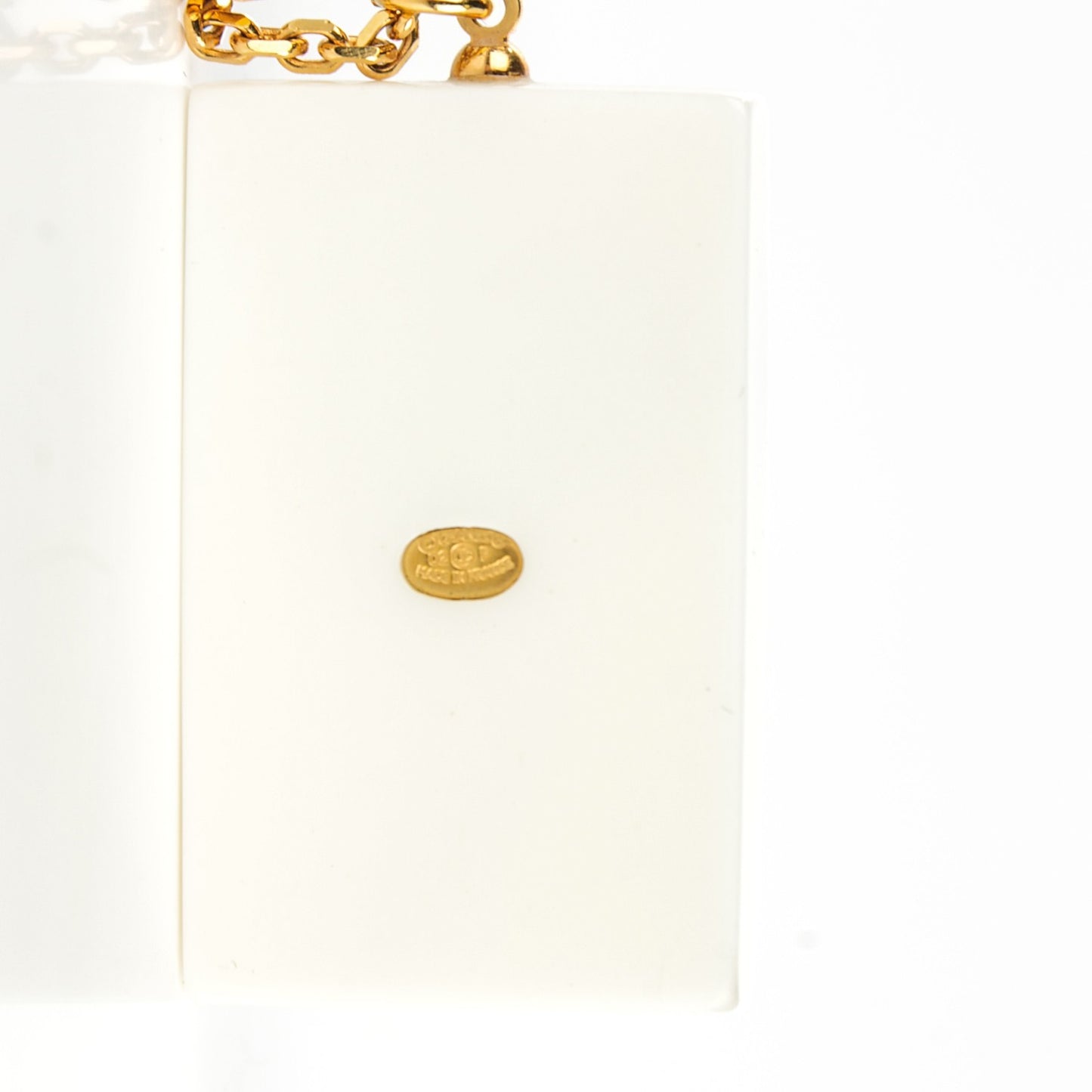 Resin CC Pendant Necklace White Gold