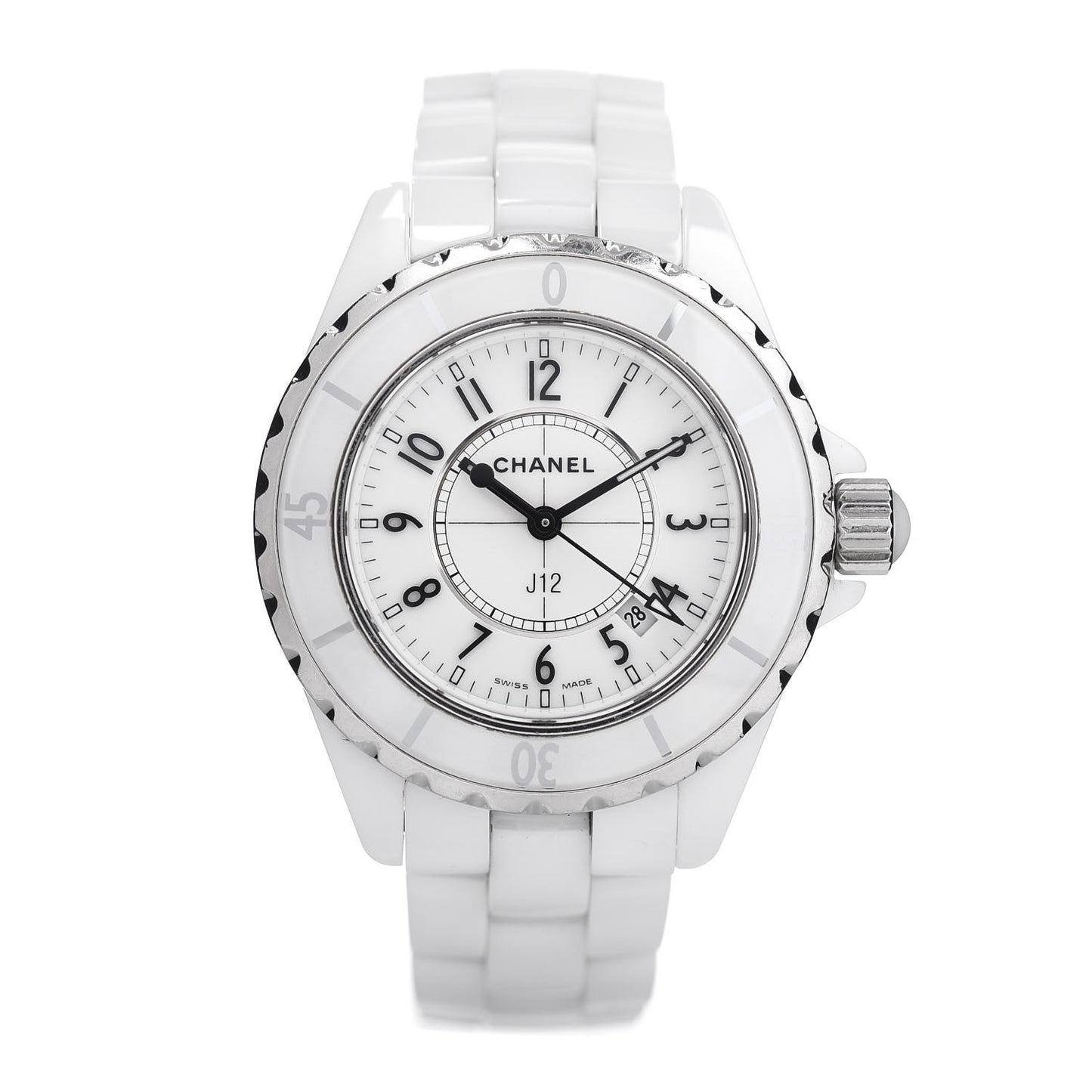 Stainless Steel Ceramic 33mm J12 Quartz Watch White