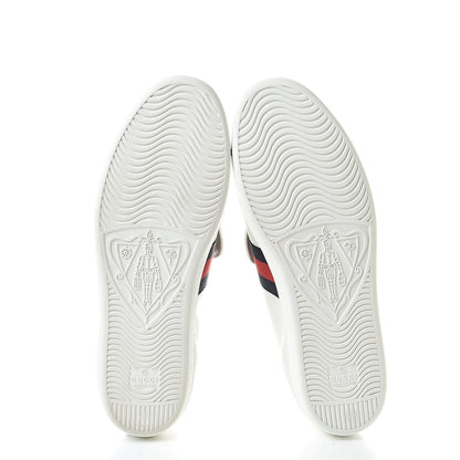 Gucci Calfskin Ayers Web Blind for Love Embroidered Womens Ace Sneakers 40.5 White 5 of 9