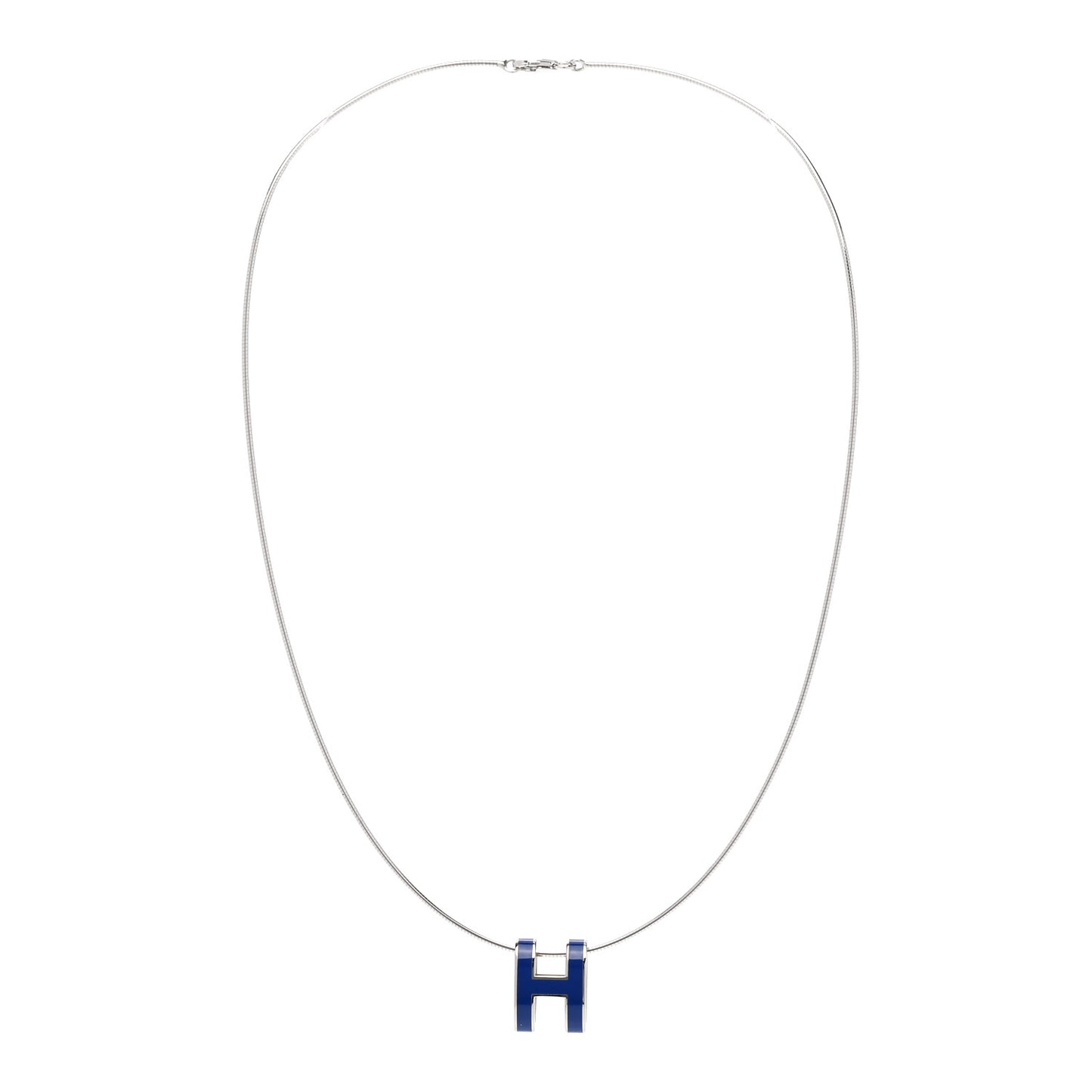 Lacquered Palladium Pop H Necklace Royal Blue