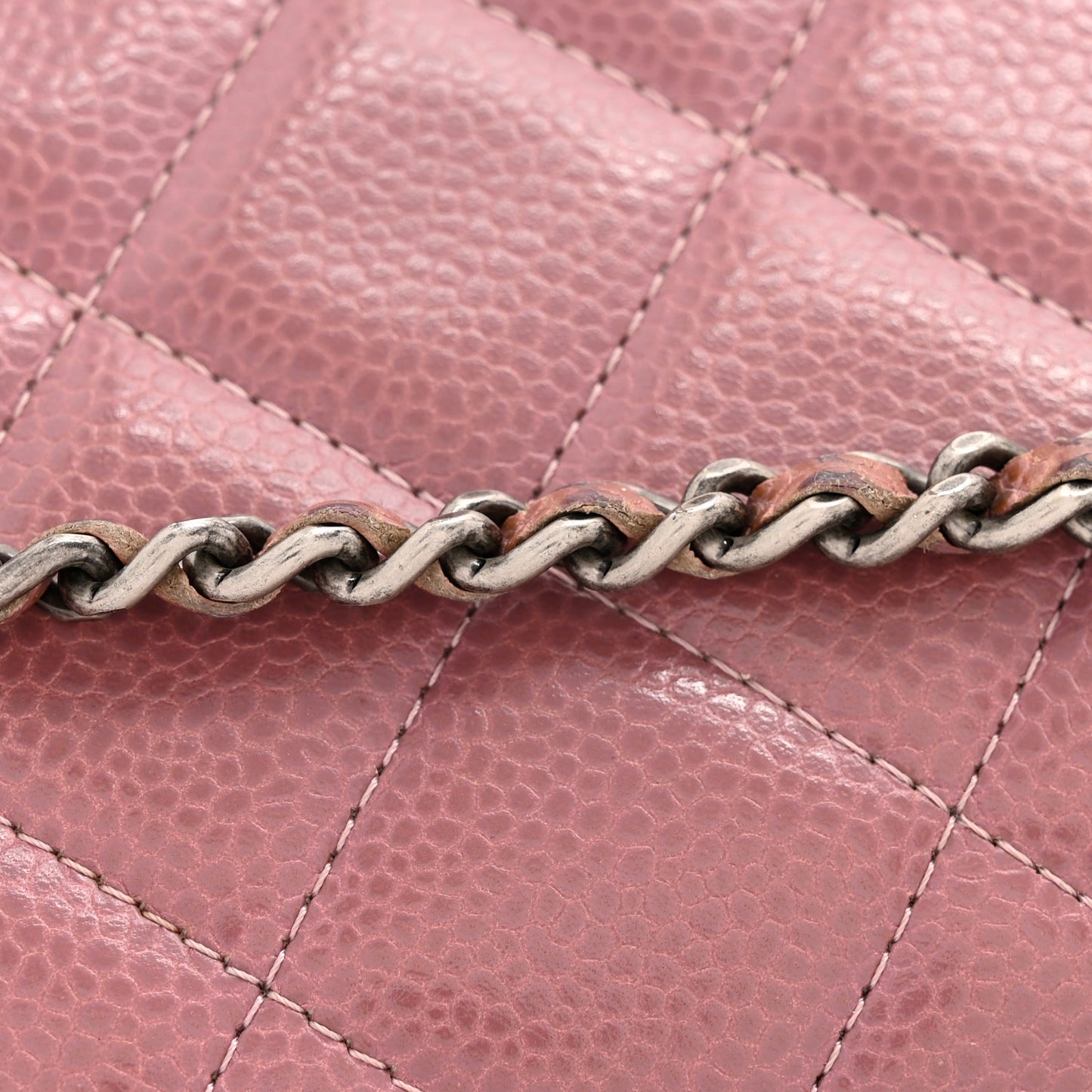 Caviar Quilted Clutch With Chain Flap Purple