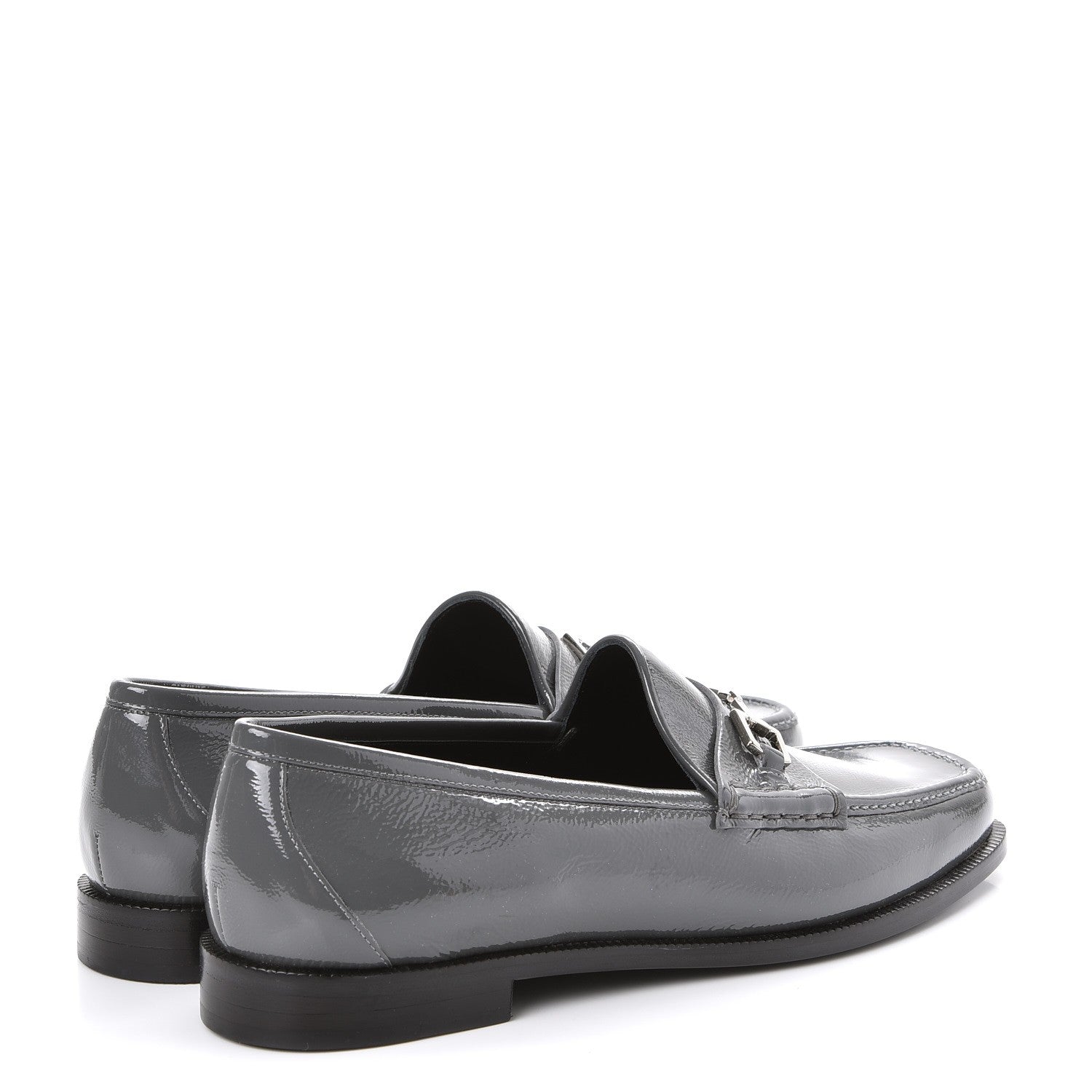 Gucci Naplack Patent Horsebit Banks Loafers 40 Melange Platinum 4 of 9