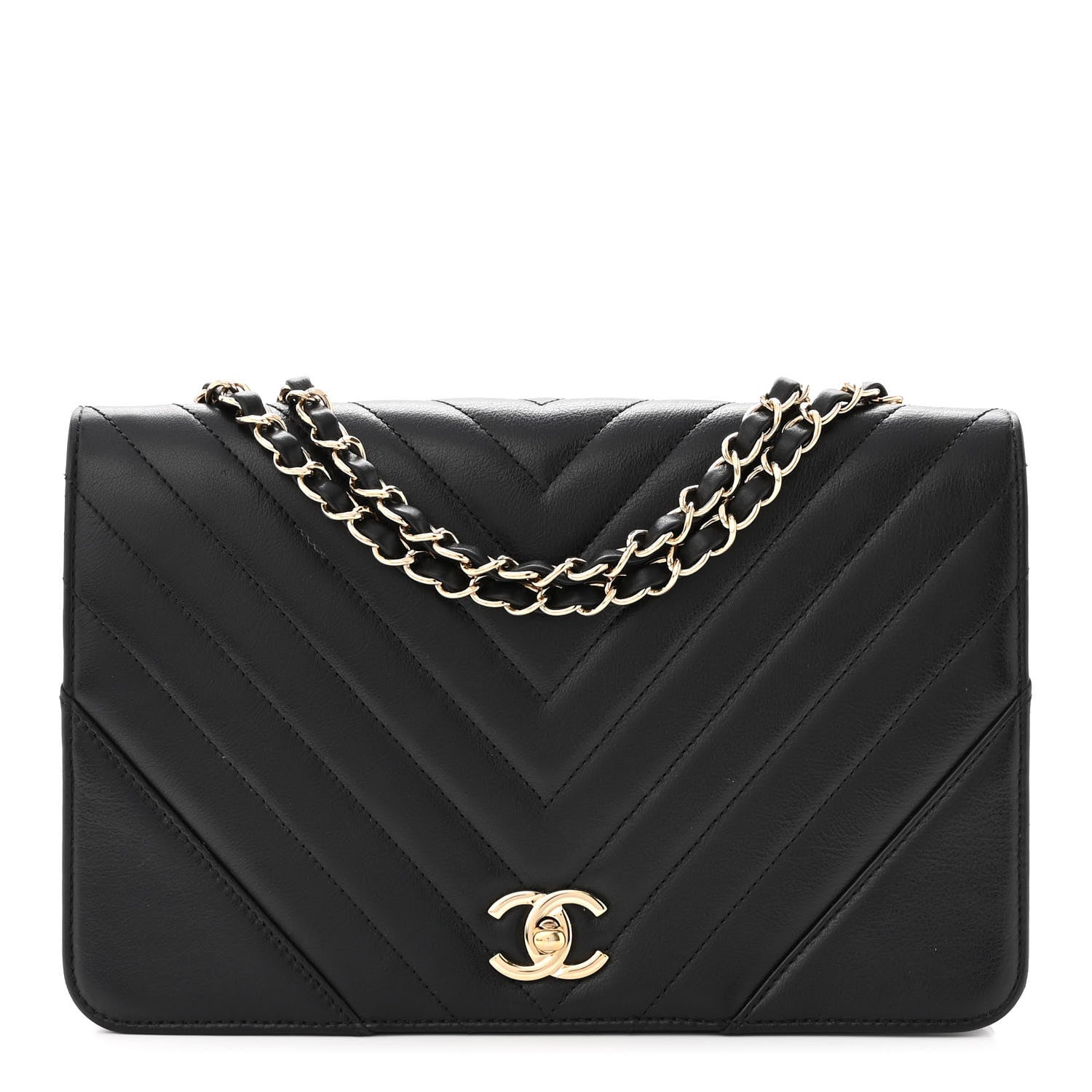 Chanel Calfskin Chevron Quilted Medium Statement Flap Black 1 of 10