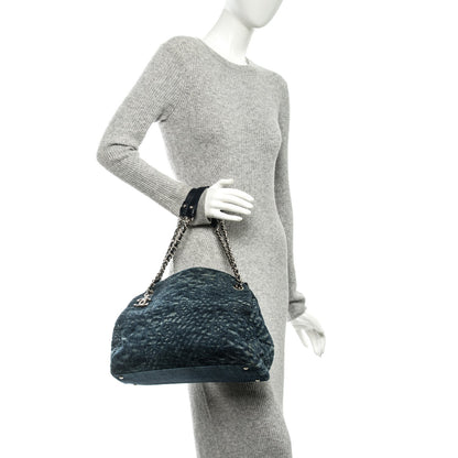 Chanel Denim Camellia Embroidered Large Just Mademoiselle Blue 2 of 7