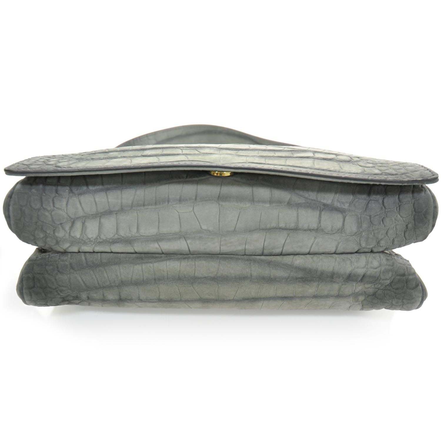 Saint Laurent Crocodile Embossed Nubuck Catwalk Bag Anthracite Grey 4 of 8