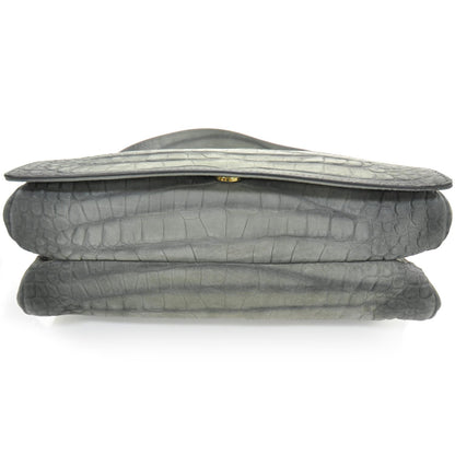 Saint Laurent Crocodile Embossed Nubuck Catwalk Bag Anthracite Grey 4 of 8