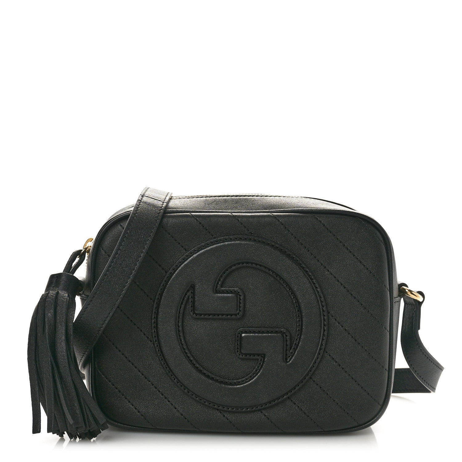 Gucci Sakai Be Green Calfskin Diagonal Stitched Small Blondie Shoulder Bag Black 1 of 10