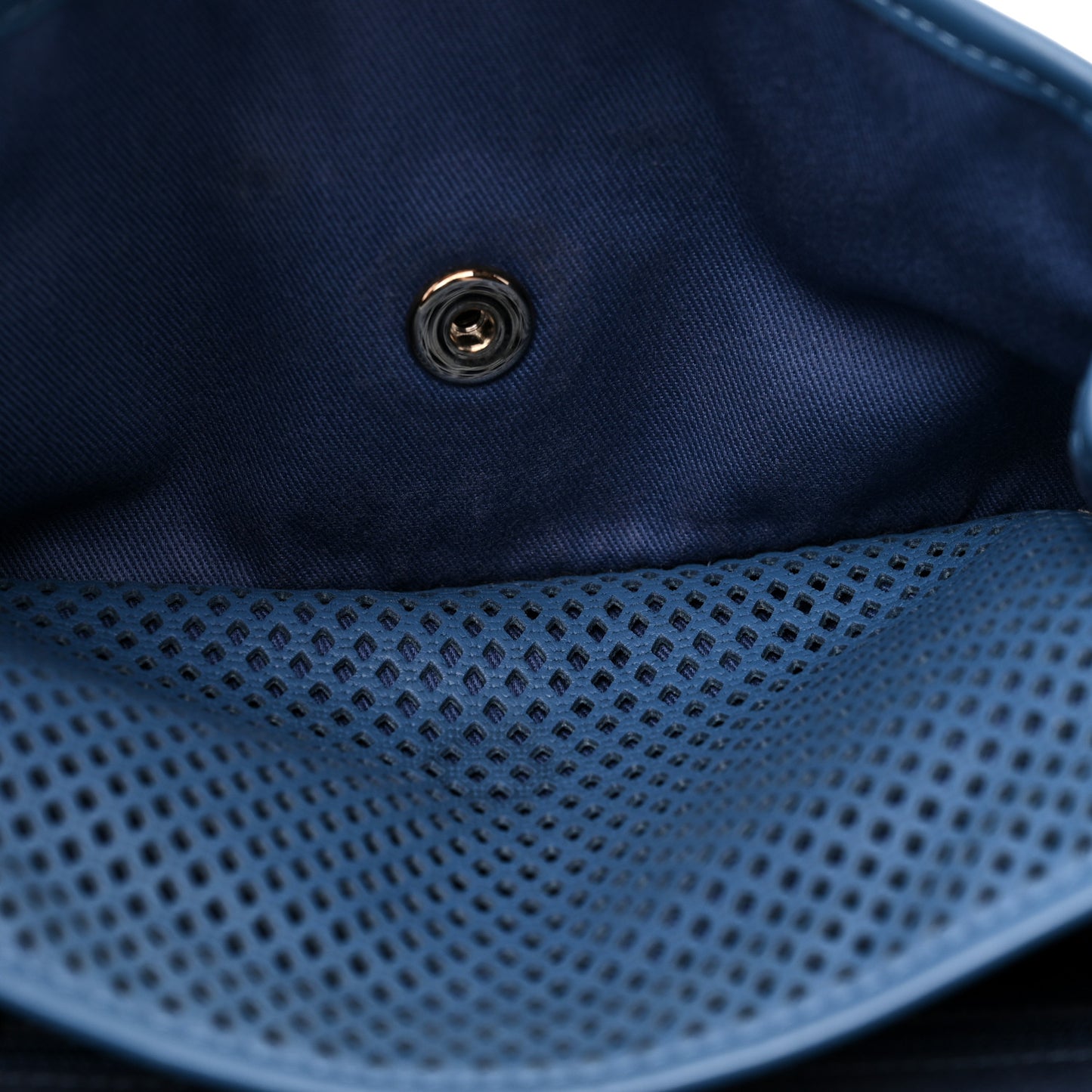 Perforated Calfskin Large Up In The Air Flap Blue