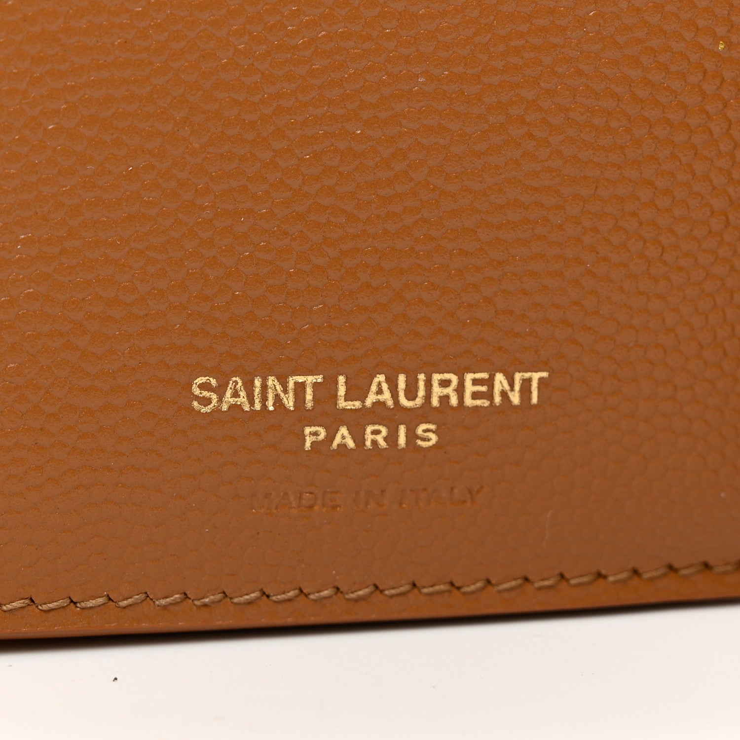 Saint Laurent Grain De Poudre Matelasse Chevron Monogram Compact Tri Fold Wallet Natural Dark 6 of 7