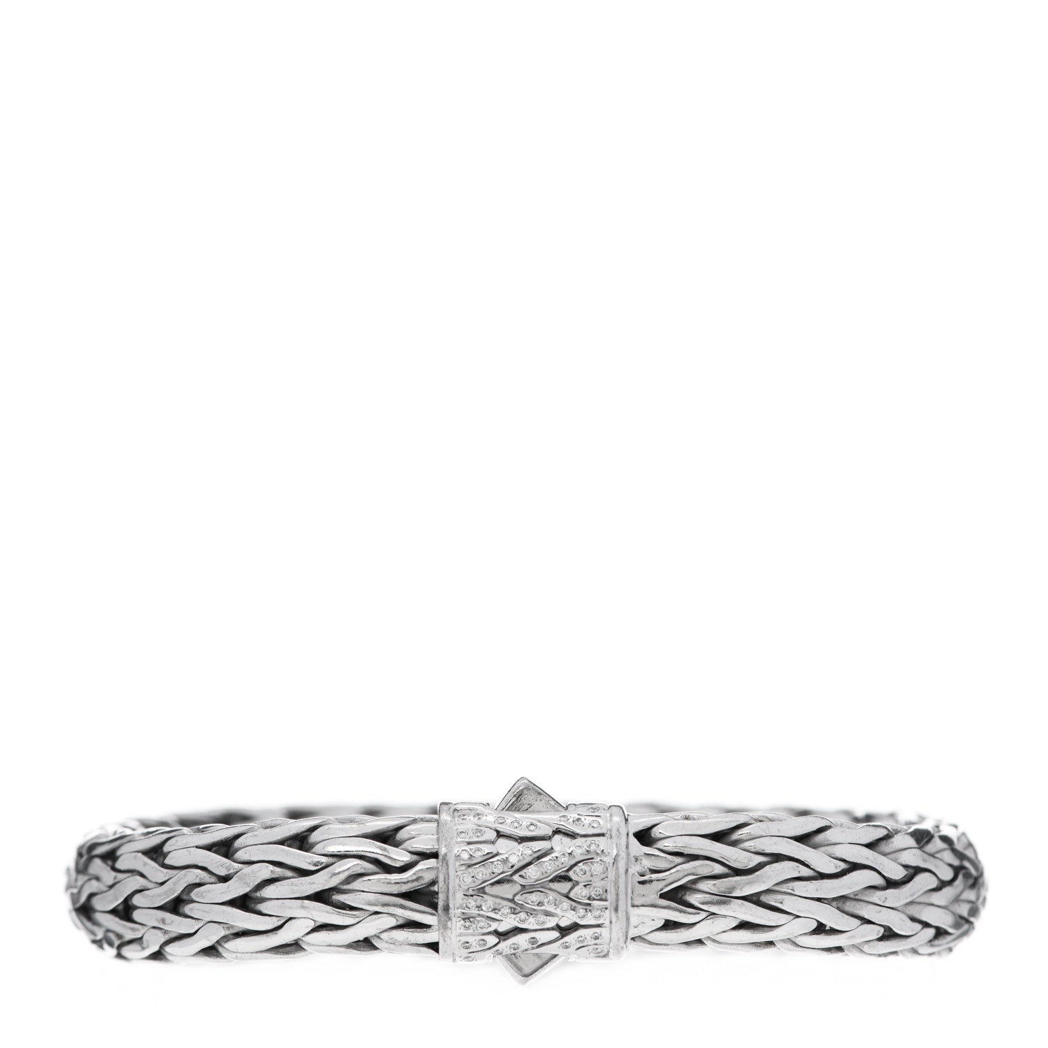 John Hardy Sterling Silver 18K White Gold Diamond 11mm Classic Chain Bracelet 1 of 4