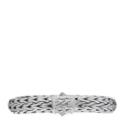 John Hardy Sterling Silver 18K White Gold Diamond 11mm Classic Chain Bracelet 1 of 4