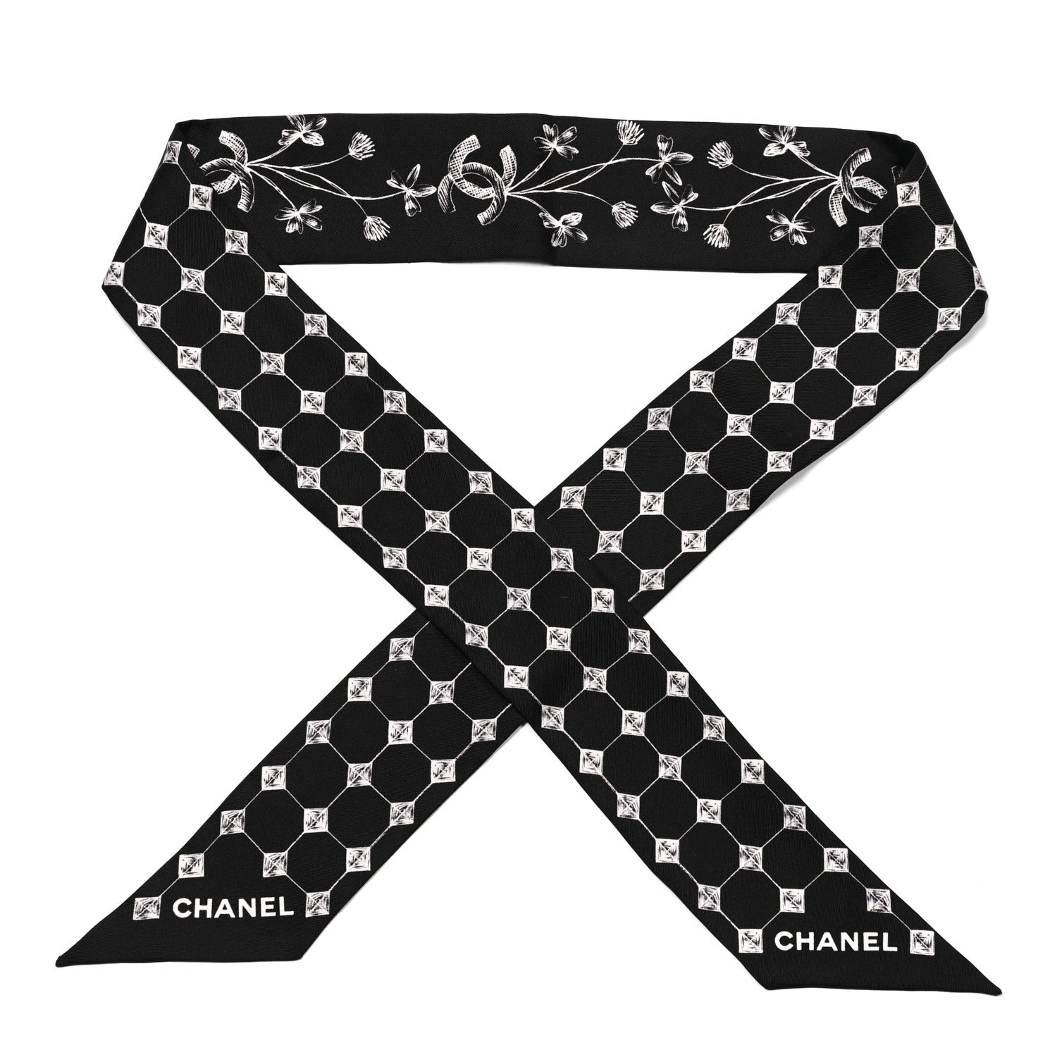 Chanel Silk CC Slim Bandeau Scarf 1 of 3