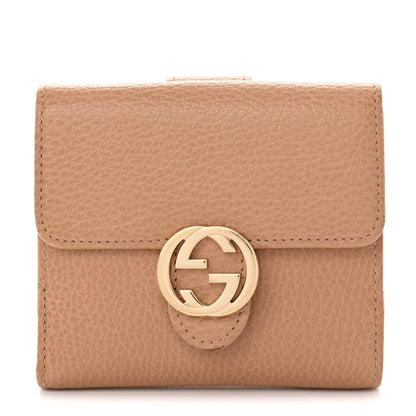 Gucci Dollar Calfskin Interlocking G French Wallet Camelia 1 of 11