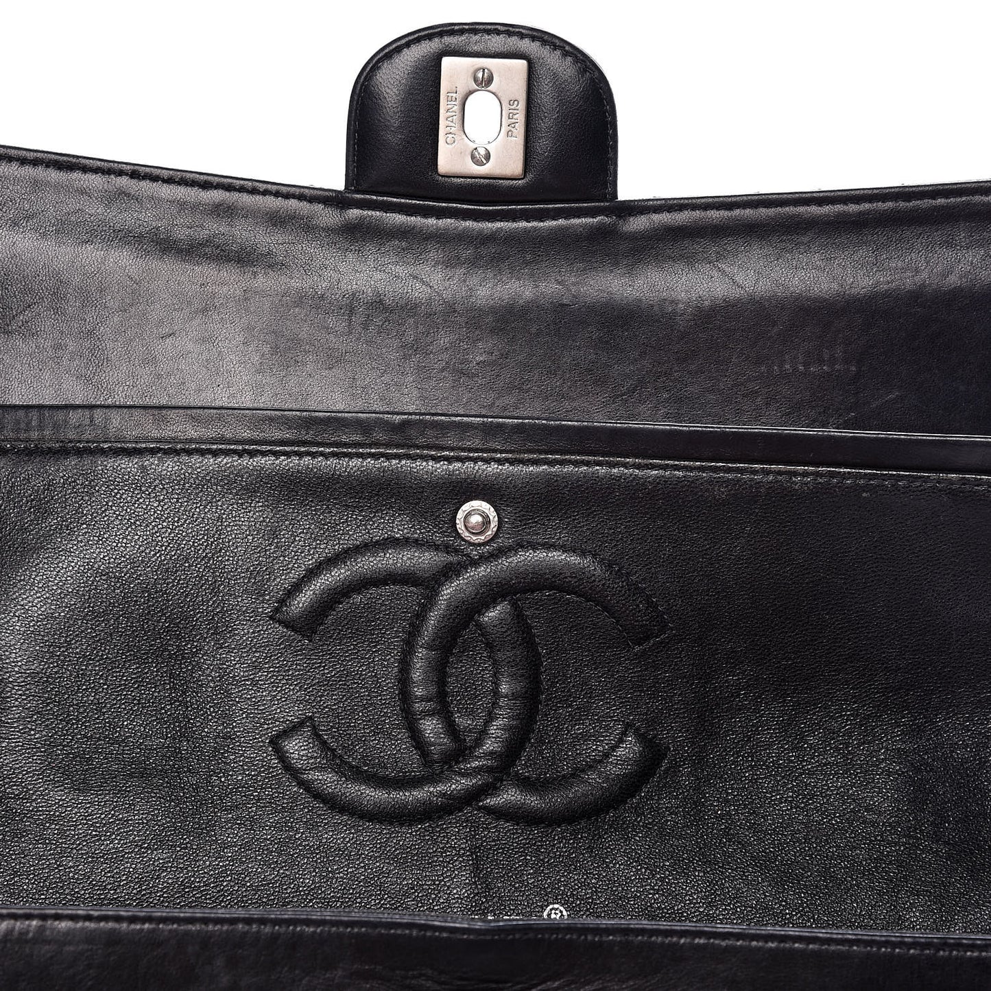 Patent Quilted Medium Double Flap Black