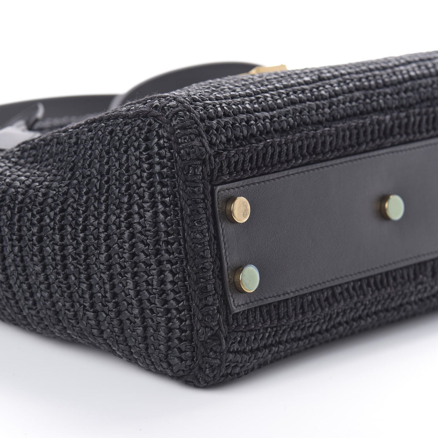 Raffia Baby Monogram Downtown Cabas Black