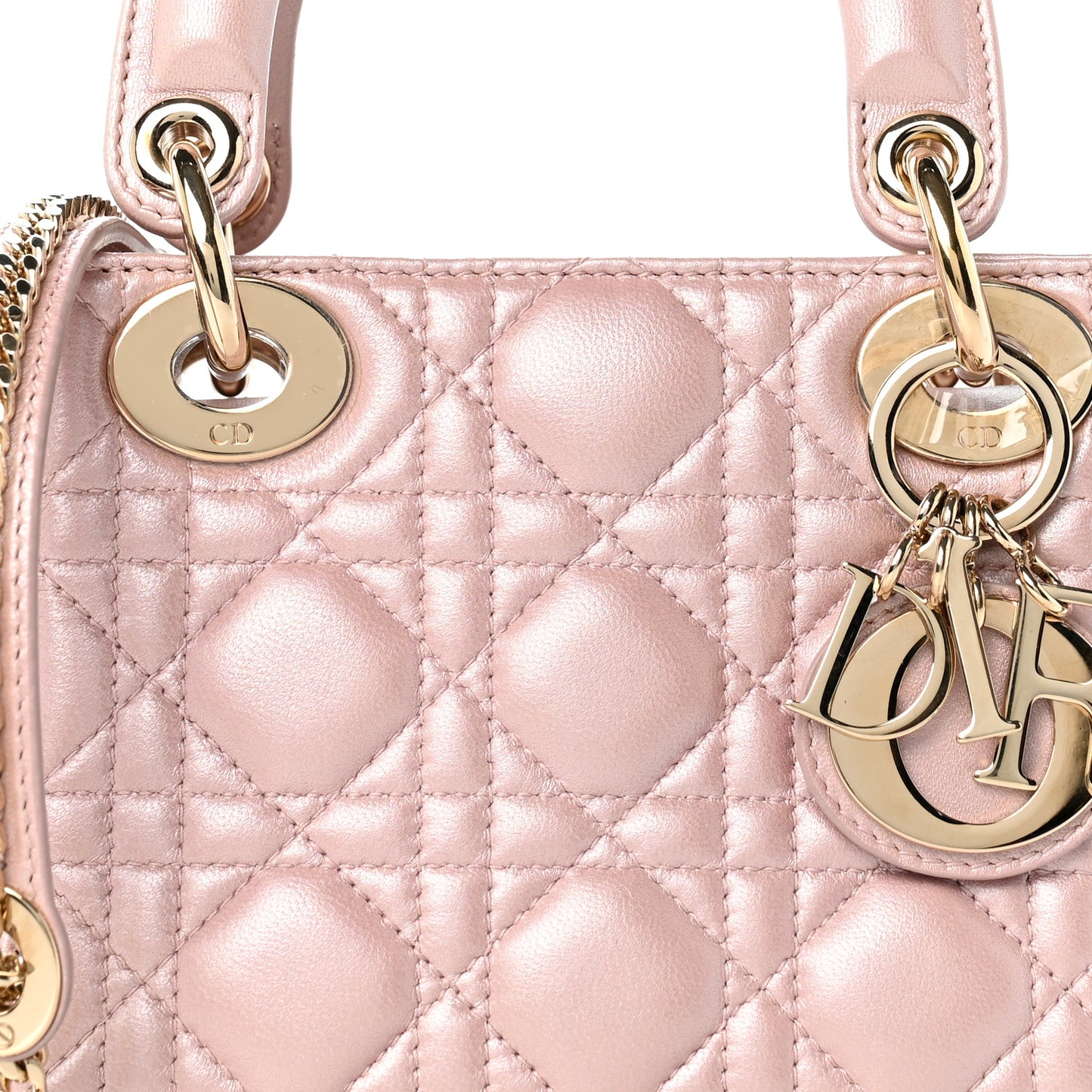 Metallic Lambskin Cannage Mini Lady Dior Lotus