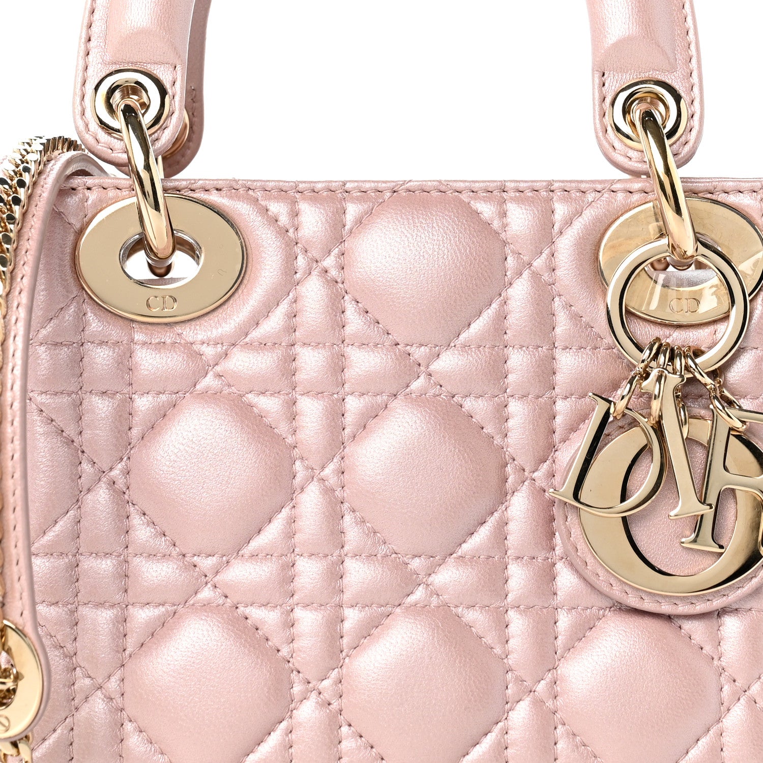 Christian Dior Metallic Lambskin Cannage Mini Lady Dior Lotus 8 of 13