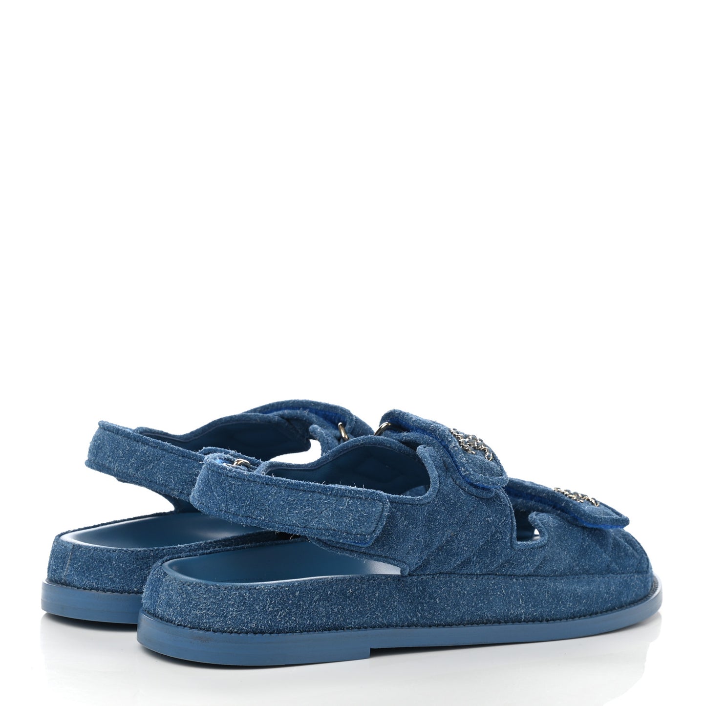 Suede Calfskin Velcro Dad Sandals 41.5 Blue