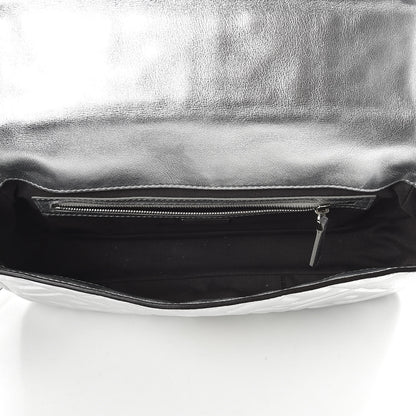 Fendi Vitello Catalan Mirror FF 1974 Embossed Baguette Argento 5 of 10