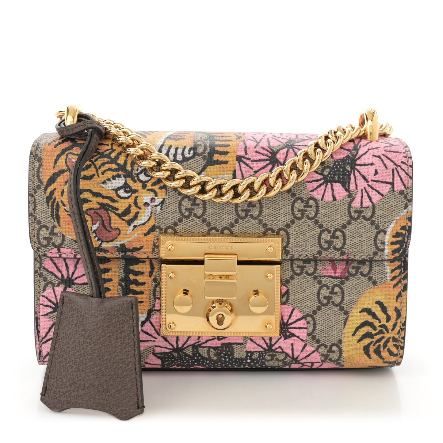 GG Supreme Monogram Bengal Small Padlock Shoulder Bag Beige Pink