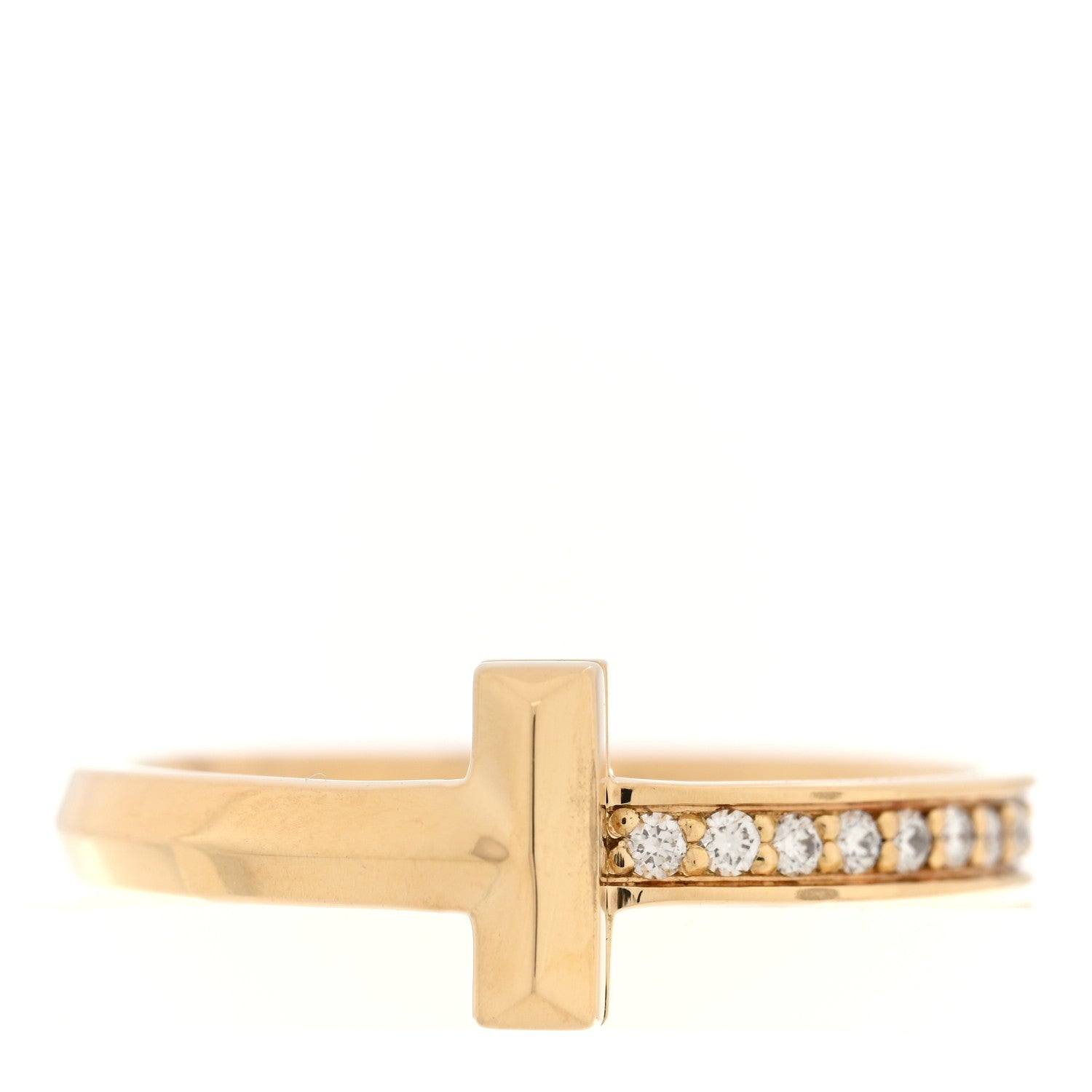Tiffany 18K Yellow Gold Diamond 2.5mm T T1 Ring 52 6 1 of 4