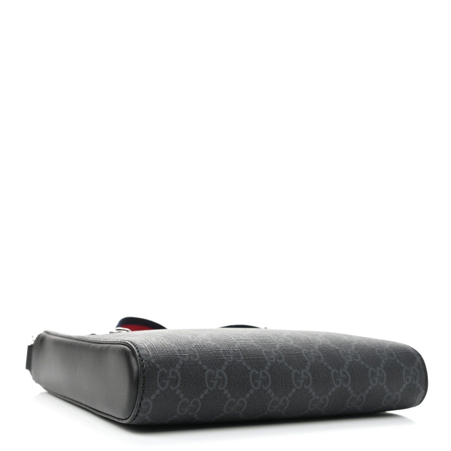 Gucci GG Supreme Monogram Web Small Flat Messenger Bag Black Grey 5 of 11