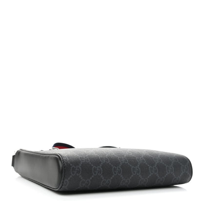 Gucci GG Supreme Monogram Web Small Flat Messenger Bag Black Grey 5 of 11