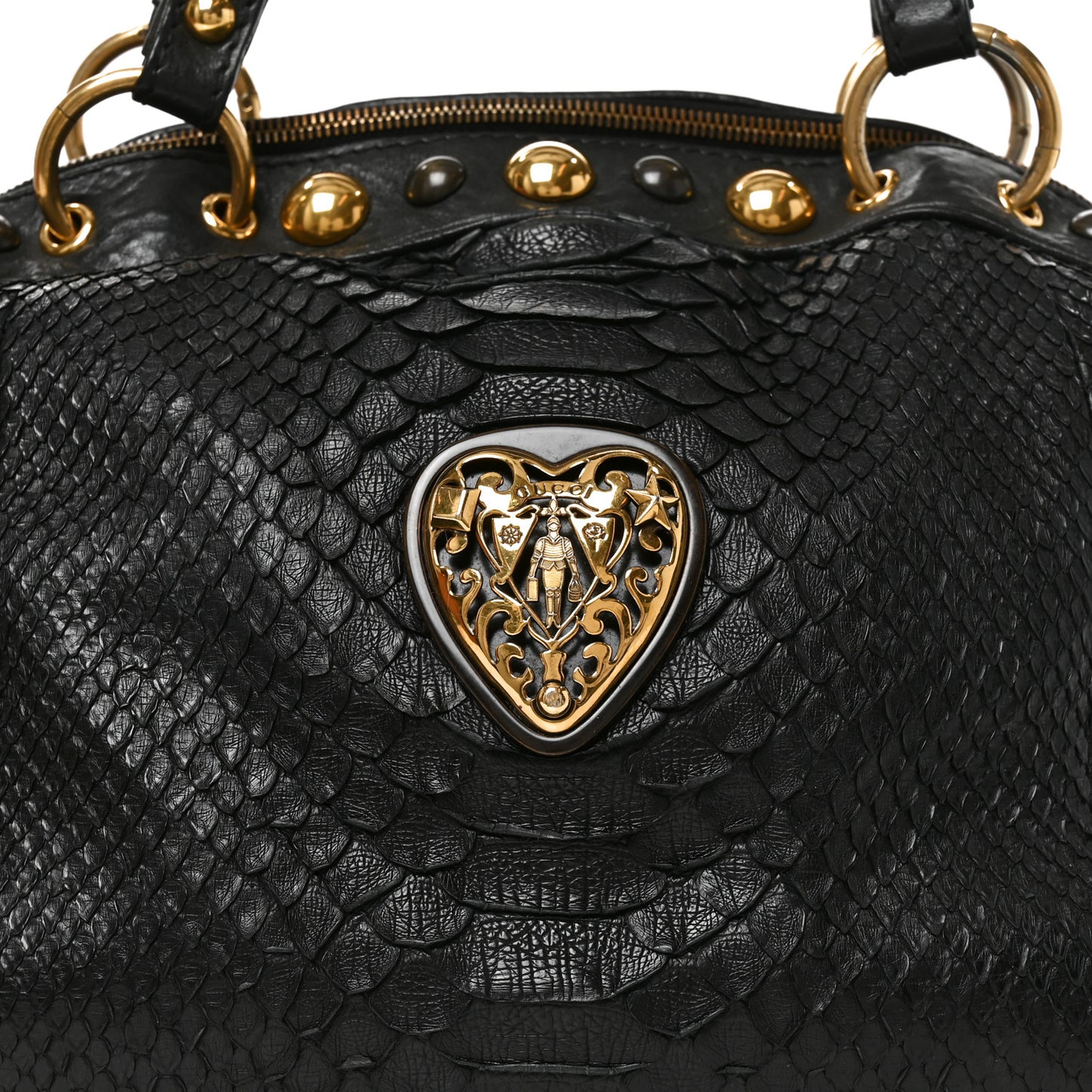 Snakeskin Large Babouska Dome Satchel Black