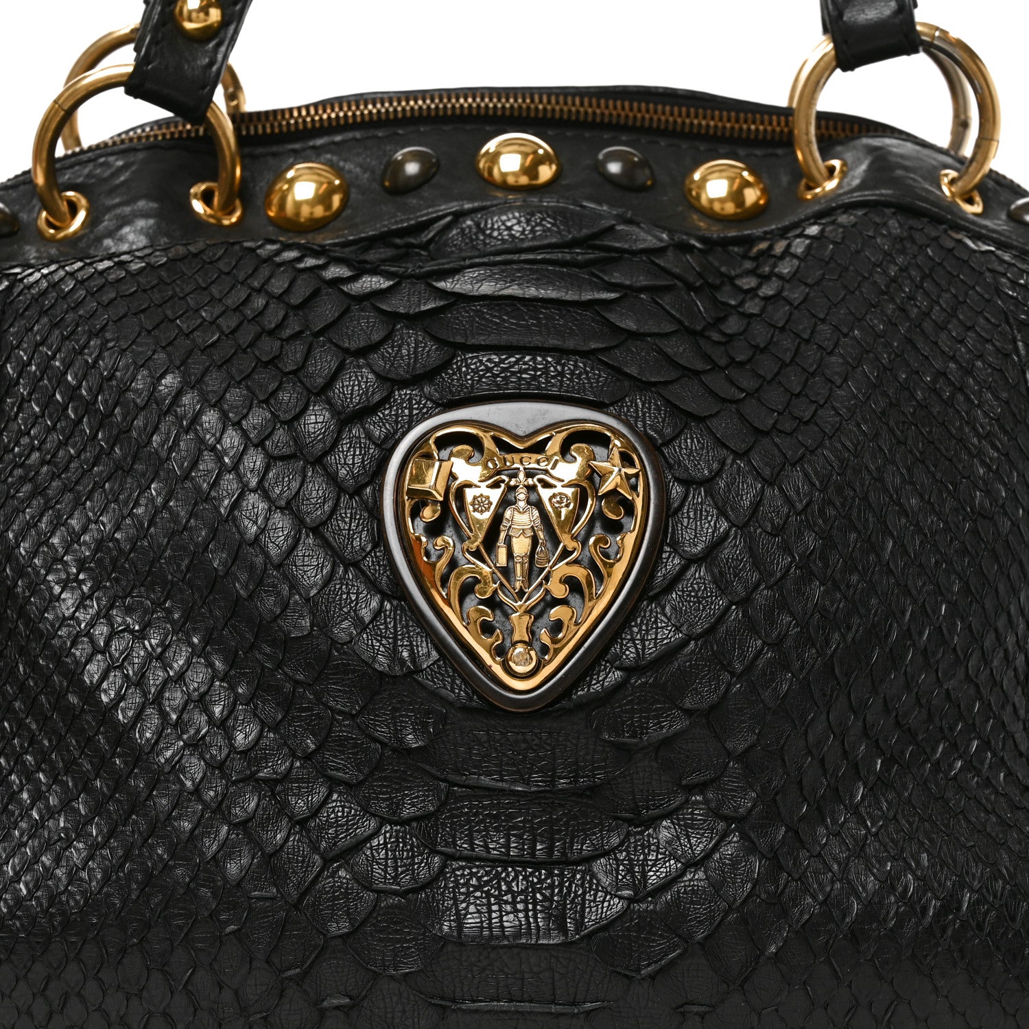 Gucci Snakeskin Large Babouska Dome Satchel Black 8 of 10