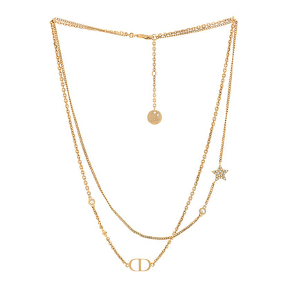 Christian Dior Metal Crystal Petit CD Double Necklace Gold 3 of 4