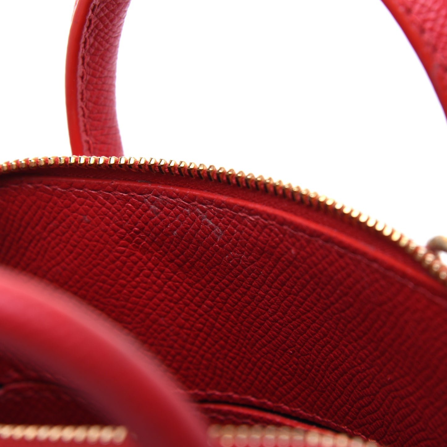 Grained Calfskin XXS Ville Top Handle Bag Rouge Coquelicot