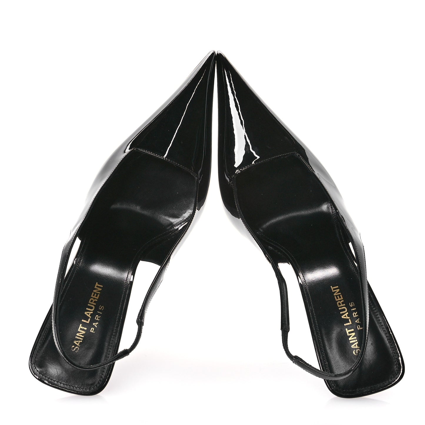 Patent Calfskin Kiss 105 Slingback Pumps 41 Black