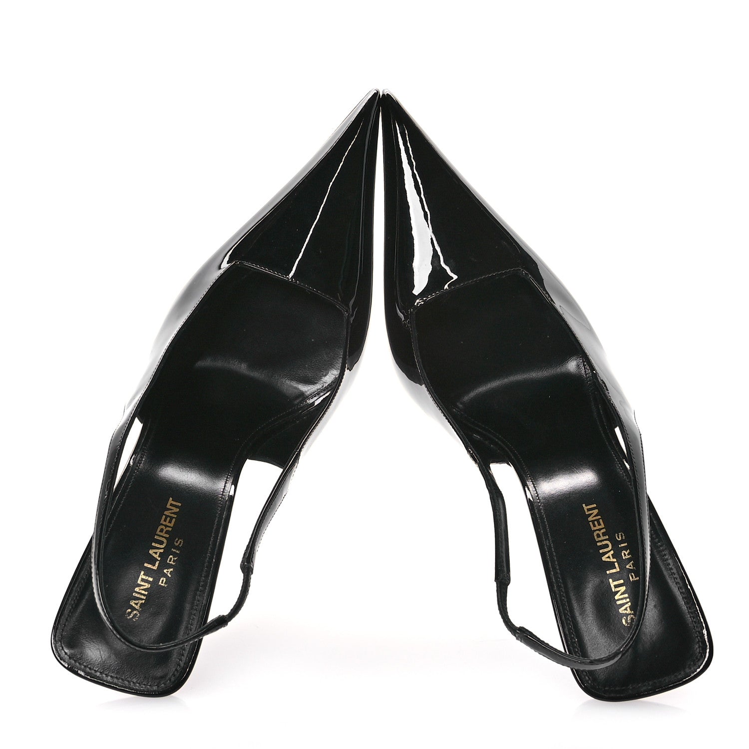 Saint Laurent Patent Calfskin Kiss 105 Slingback Pumps 41 Black 2 of 9