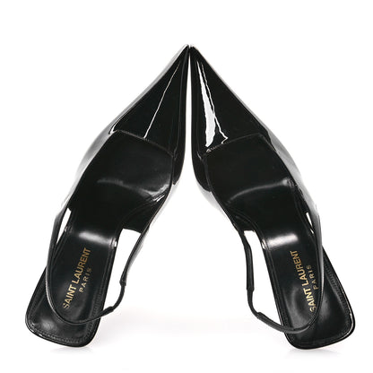 Saint Laurent Patent Calfskin Kiss 105 Slingback Pumps 41 Black 2 of 9
