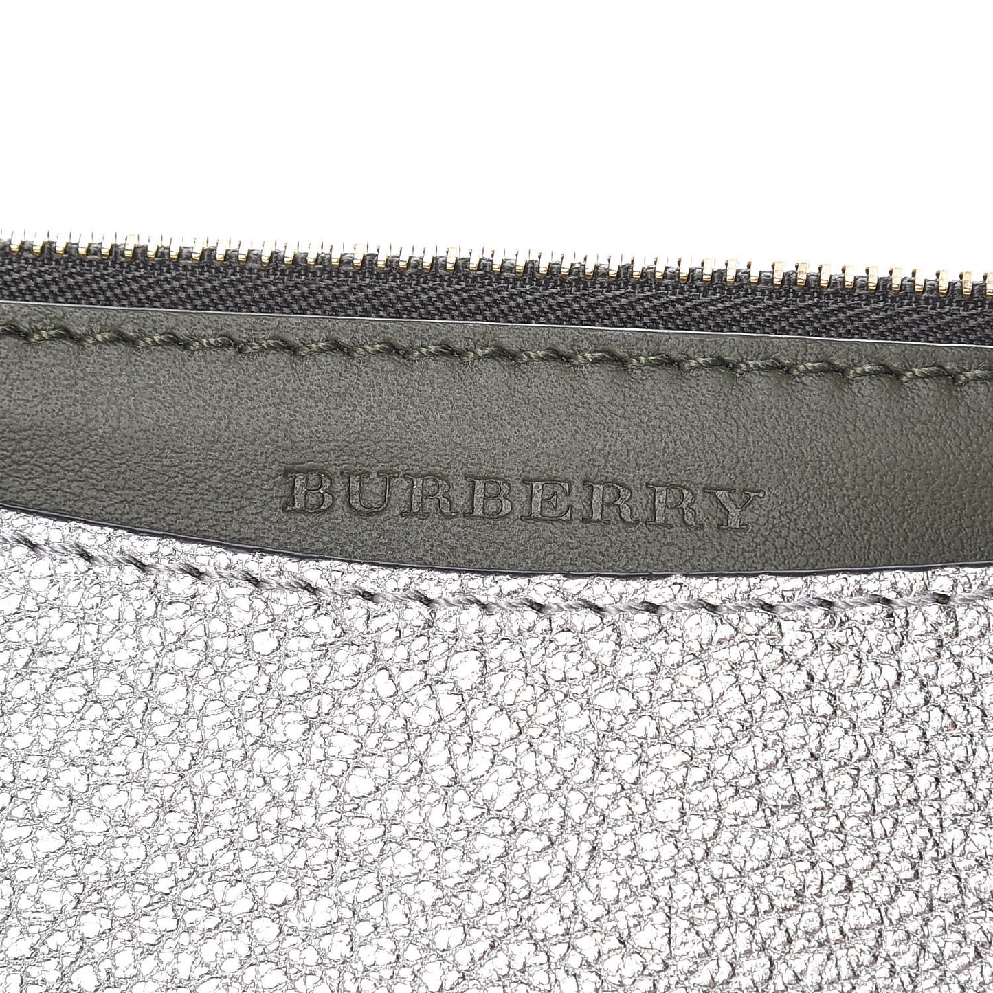 Metallic Hayes Goatskin D-Ring Zipper Coin Pouch Silver