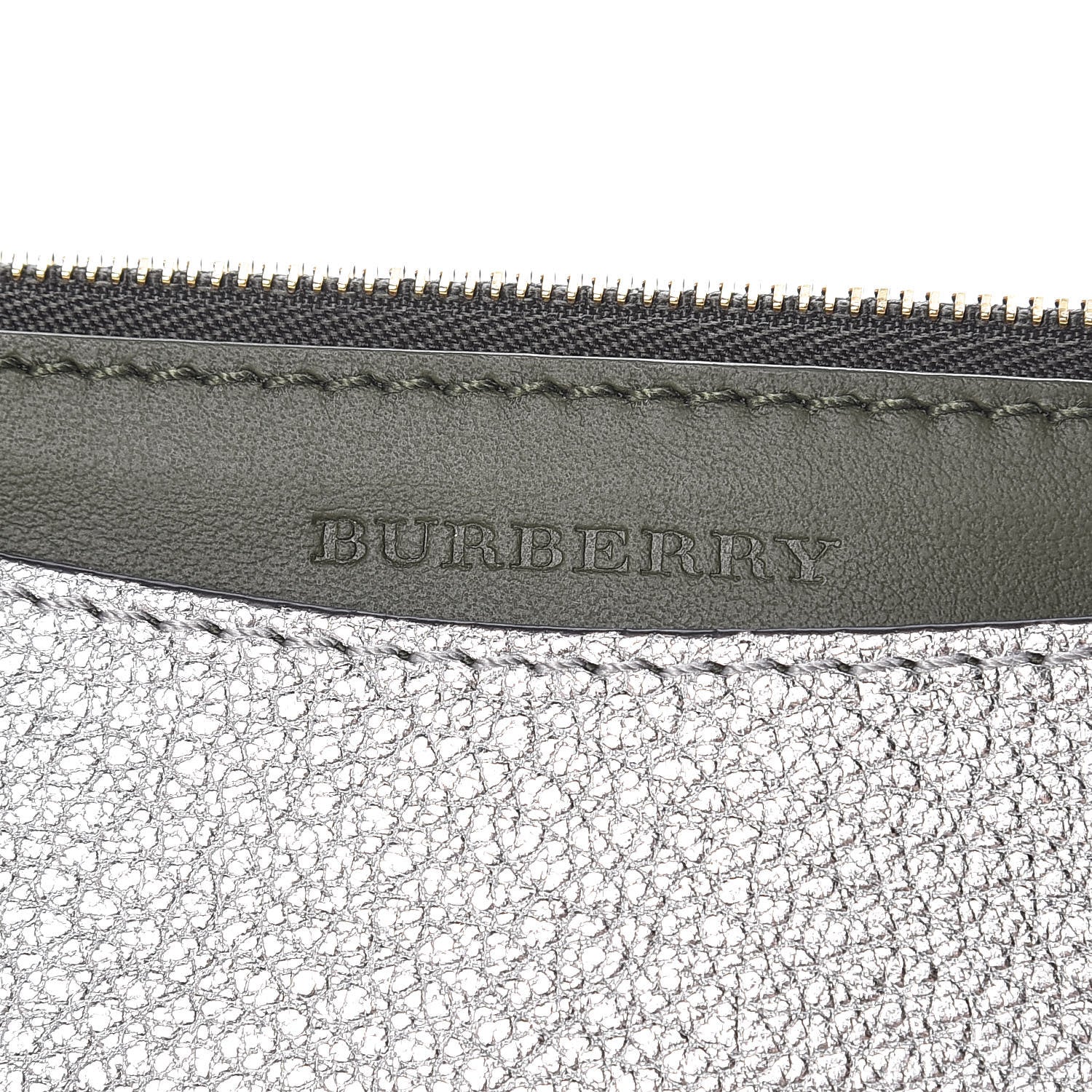Burberry Metallic Hayes Goatskin D-Ring Zipper Coin Pouch Silver 6 of 8