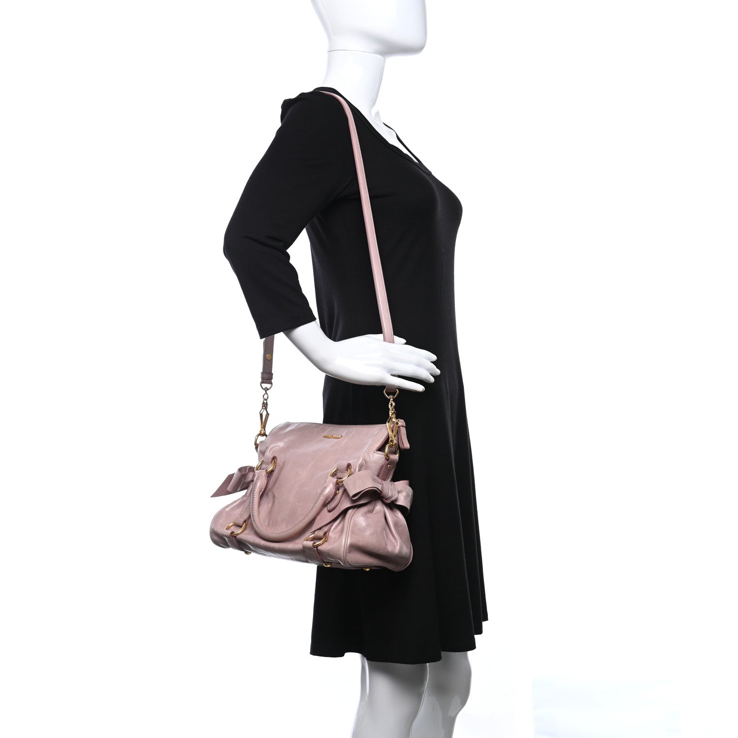 Miu Miu Vitello Lux Mini Bow Bag Cipria 860076 – FASHIONPHILE