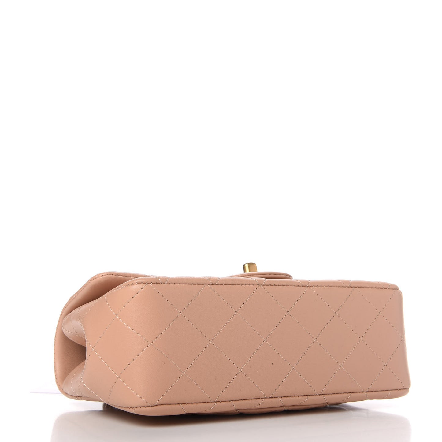 Lambskin Quilted Mini Top Handle Rectangular Flap Beige
