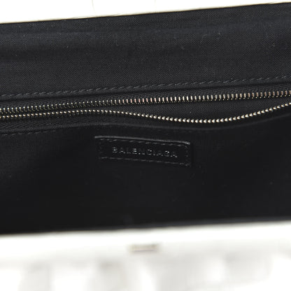 Balenciaga Shiny Supple Calfskin Logo Crocodile Embossed XL Cloud Clutch White 8 of 10