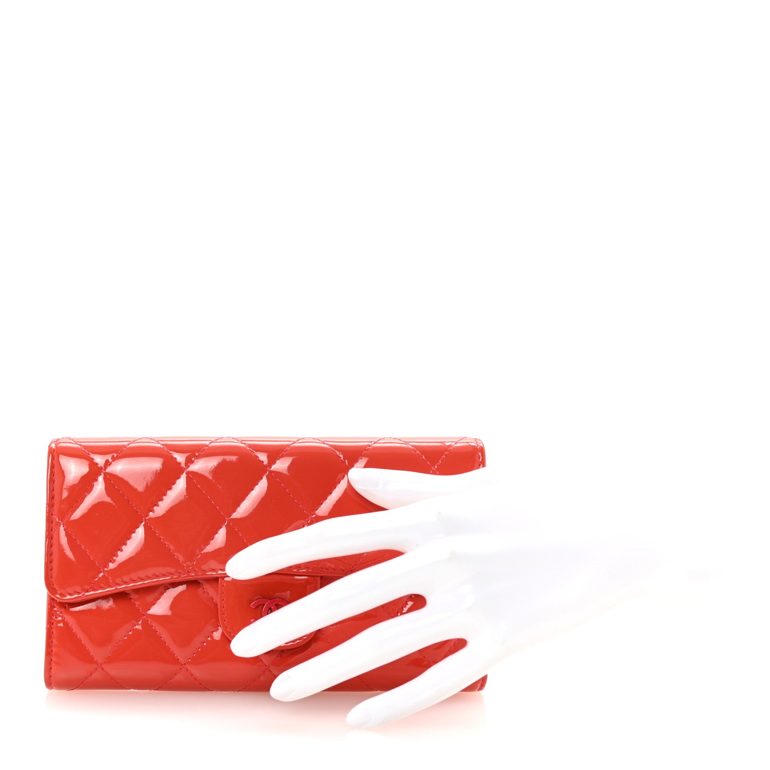 Chanel Patent Quilted Large Flap Wallet Dark Pink 2 of 9