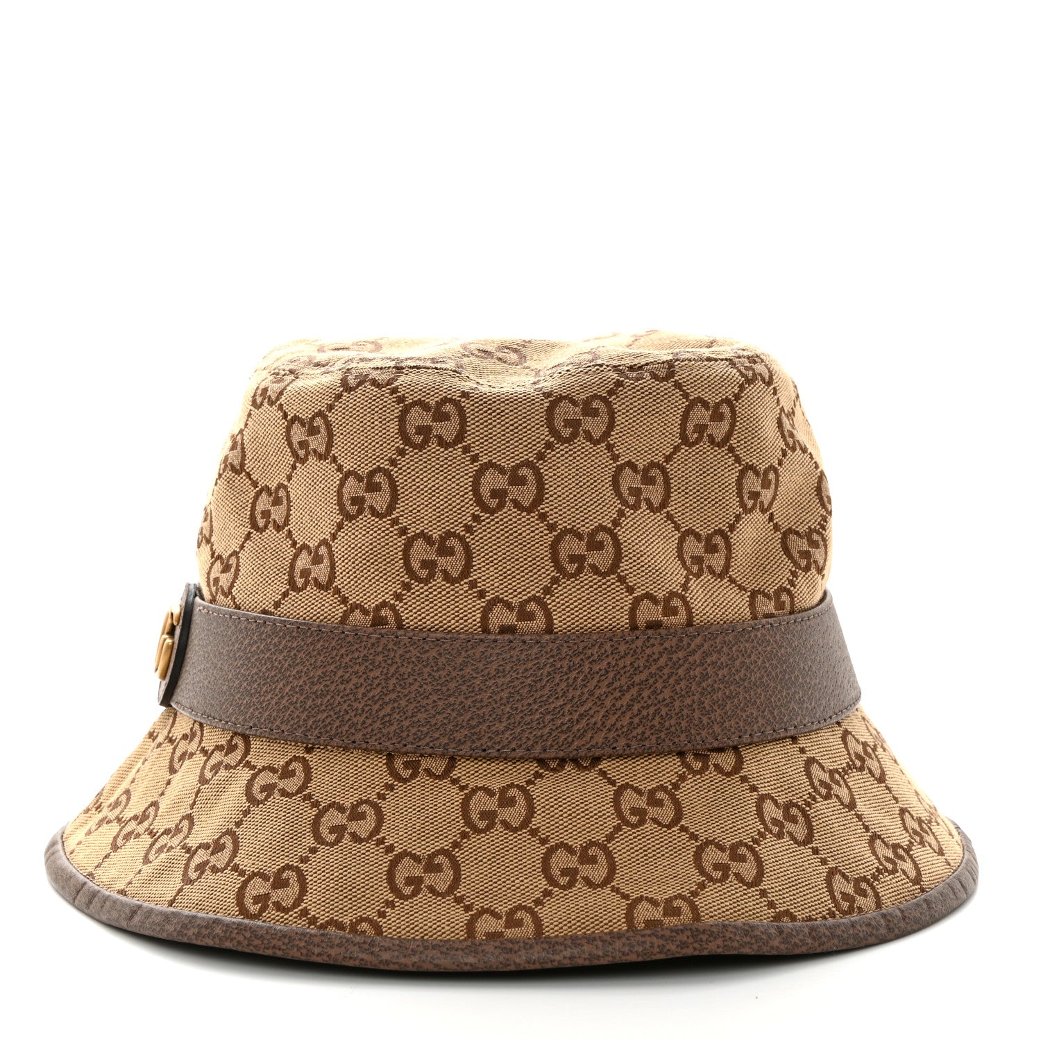 Gucci Monogram Textured Dollar Calfskin GG Jago Bucket Hat M Cacao Beige 3 of 10